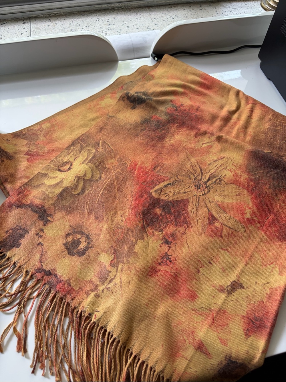Fall Floral Scarf - Rusts and Golds